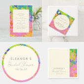 カラフルなアブストラクト ブライダルシャワー オーダーメイド サンクス スクエアシール