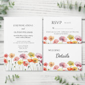 ケシカラフルキ野花結婚式招待状 招待状 (この独立クリエイターのコレクションをカスタマイズ。)