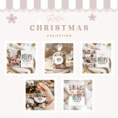 Colorful Retro 3 Photo Merry Christmas シーズンカード