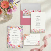 Colorful Wildflowers Wedding Invitation 招待状