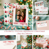 Colorful Family 5 Photo Merry Christmas シーズンカード