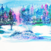 冬のエレガント森の水の色のクリスマス 箔シーズンカード