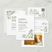 White Rose Greenery Wedding Return Address Label ラベル