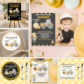 "Dig In! Construction Truck Party for 4th Birthday ペーパープレート