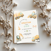 Construction Dump Truck Theme 2nd Birthday 招待状