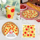 クールおもしろいピザパーティー子供の誕生日 スクエアペーパーコースター