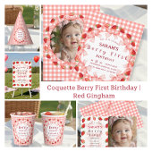 Coquette Berry First Birthday Red Gingham  スタンダードカクテルナプキン