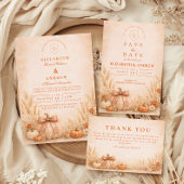 Coquette Bow Pumpkin Autumn Wedding 招待状