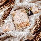 Photo Coquette Bow Pumpkin Fall Graduation 案内状