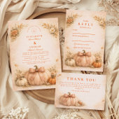 Coquette Bow Pumpkin Fall Wedding セーブザデート