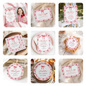Pink Red Galentine's Day Party Coquette Bow 招待状