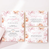 パンプキンピンクボウ赤ちゃんシャワーおむつラッフル エンクロージャーカード