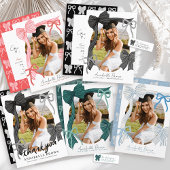 Red Stripe Bow Ribbon Return Address ラベル