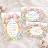 Coquette Bow Bloom Baby Shower Thank You ラウンドシール