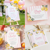 Coquette Lemon Pink Baby Shower Invitation 招待状