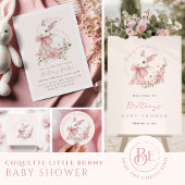 Pink Little Bunny Baby Shower フェイバータグ