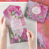 コーラル、グラス&牡丹ピンク開花 テーブルクロス