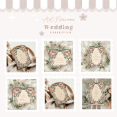 コーラルワイルドフラワー結婚フレーム 招待状