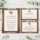 カントリ素朴ー・ホースシュー&ブラウン・ウッド結婚ズ スタンダードカクテルナプキン (この独立クリエイターのコレクションをカスタマイズ。)