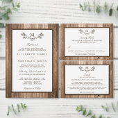 カントリー素朴ウッドモノグラムブランチ日付の保存 セーブザデート (この独立クリエイターのコレクションをカスタマイズ。)