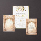 Dreamy Cream Floral Indian Mandap Hindu Wedding 三つ折り招待状 (この独立クリエイターのコレクションをカスタマイズ。)