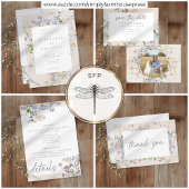 Cream Wildflower Garden Elegant Wedding 出欠カード