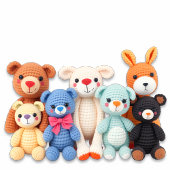 Crocheted Stuffed Animals | It's a Boy スクエアシール