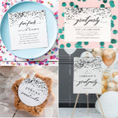 Chic Script Black Confetti Graduation 缶クーラー