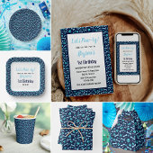 カスタム犬誕生日ブルーポープリントパピーペット ラウンドシール