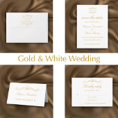 Modern Elegant Script Gold & White Wedding RSVP 箔シーズンポストカード