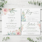 水彩フローラサボテンベビーガール.子供の誕生日 招待状 (この独立クリエイターのコレクションをカスタマイズ。)