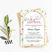 かわいいカラフルハートベビーシャワー 招待状