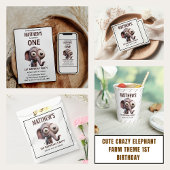 Cute Crazy elephant Farm Theme 1st Birthday 横断幕