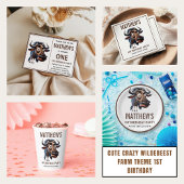 Cute Crazy wildebeest =Theme 1st Birthday photo 招待状