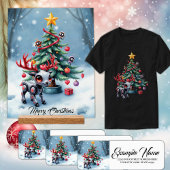 クリスマスツリーが可愛いサイバーパンクトナカイ スクエアシール