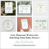 恐竜の緑の水彩リース赤ちゃんシャワー 招待状