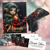 Cute Elf Child in Green Hooded Coat  スタンダードカクテルナプキン