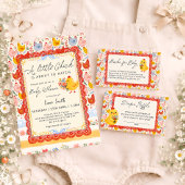 Spring Little Chick Floral Girl Baby Shower 招待状