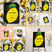 かわいいおもしろいイエローレモン金ゴールドグリッターベビーシャワー ペーパープレート