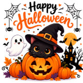 かわいい猫のハロウィンパーティー招待状｜編集可 招待状