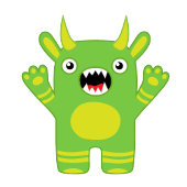 グリーンストライプリトルモンスターベビーシャワー招待状 招待状