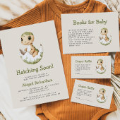 可愛い恐竜ハッチングすぐにQRコード赤ちゃんシャワー 招待状