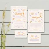 可愛いラベンダー&オレンジバタフライベビーシャワー エンクロージャーカード