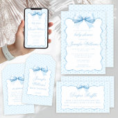 青いママまたはパパ弓男の赤ちゃんシャワーゲーム 招待状