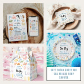 Cute Ocean Under the Sea Animal Baby Shower 招待状