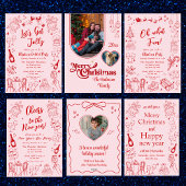 可愛い予測できなドードルカスタムクリスマスの3000写真ピンク シーズンカード