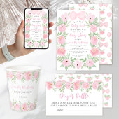 ピンクの弓のベビーガールシャワー折り畳み可能なサンキューカード