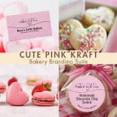 Cute Pink Kraft Heart Bakery Ingredient ラウンドシール