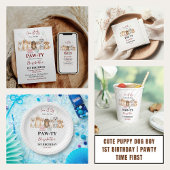 Cute Puppy Dog Boy 1st Birthday | Pawty Time First スタンダードカクテルナプキン