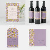 キュートパープルイエローフローラブライダルシャワーカスタム スクエアシール